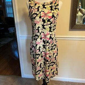 Floral Sleeveless Dress - Black and Pink